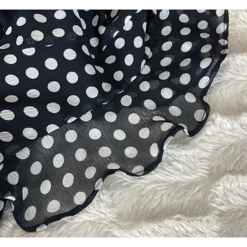 TOMMY HILFIGER Women's Size 14 Navy & White Polka Dot Chiffon High Low Dress - Picture 7 of 15